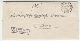 POLAND / GERMAN ANNEXATION 1895  LETTER  SENT FROM  GRODZISK  TO POZNAN - Covers & Documents