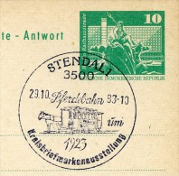 HORSECAR 1983 On East German Postal Card With Reply P81 - Tranvie