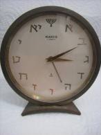 VINTAGE MENORAH & HEBREW LETTERS 8-DAYS CLOCK, MAROS SWISS - Alarm Clocks