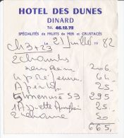 HOTEL DES DUNES - DINARD - Fatture