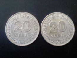 VINTAGE ! 1pc. Of 1948 Malaya & British Borneo KING GEORGE VI THE SIX 20 Cent Coin (WC -08) - Malaysia