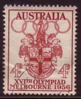 1956 - Australian Melbourne Commonwealth Games 4d COAT Of ARMS Stamp FU - Usados