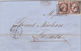 1858 - 40c EMPIRE X 2 Sur LETTRE De LYON Pour TARARE - 1853-1860 Napoleon III