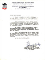 Archives Jean Claude STEVENS (1924 - ?) - Lettre De Recommandations De L'ambassade Des USA Au Salvador - FRANCO - Diplômes & Bulletins Scolaires