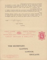 Great Britain Uprated Postal Stationery Edward VII. Private Print Double LLOYD´S, LONDON 1912 NYSTAD Finland (2 Scans) - Postwaardestukken