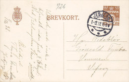 Denmark Postal Stationery Ganzsache Entier 10 Ø Wellenlinien (104-H) JEBJERG 1932 To VAMMEN Pr. Viborg - Enteros Postales