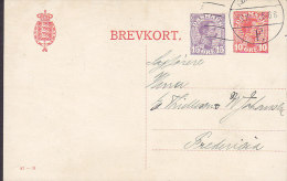 Denmark Postal Stationery Ganzsache Entier 15 Ø + 10 Ø Christian X. (57-H) KØBENHAVN F. 1921 To FREDRICIA (2 Scans) - Postal Stationery