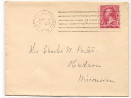 US - 1895 COVER From  BOSTON To WISCONSIN  - Cancel With # 2  - Reception At Back - Lettres & Documents