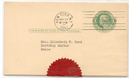 US - 1942 STAMPED POSTAL CARD - Washington- Including MARTHA WASHINGTON Answer - NEW YORK To MAINE - 1941-60
