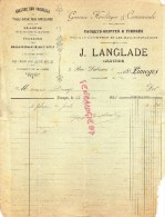 87 - LIMOGES - FACTURE  IMPRIMERIE - GRAVURE HERALDIQUE- J. LANGLADE GRAVEUR - 2 RUE DALESME-1904 - Imprimerie & Papeterie
