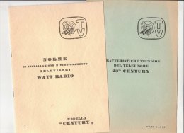 C1412 - LIBRETTO ISTRUZIONI TELEVISORE TV WATT RADIO MOD.CENTURY  Anni '60 - Fernsehgeräte