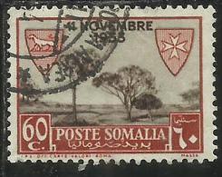 SOMALIA AFIS 1954 CONVENZIONE PER I LEBBROSARI CON L'ORDINE DI MALTA CENT. 60c USATO USED OBLITERE' - Somalie (AFIS)