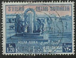 SOMALIA AFIS 1955 3A III 3TH SOMALI FAIR FIERA DELLA SOMALIA AEREA LIRE 1,20 TIMBRATO USED - Somalië (AFIS)