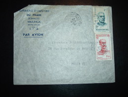 LETTRE PAR AVION POUR FRANCE TP 6F + 1F50 OBL. 22 NOV 49 MAJUNGA + IMPRIMERIE ET PAPETERIE DU PHARE (SOMACO) - Briefe U. Dokumente