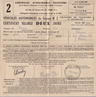 CERIFICAT  D´ASSURANCE  FRONTIERE  /   VOITURE DE TOURISME ET ASSIMILES - Other & Unclassified