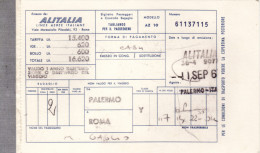 ALITALIA   /   PALERMO-ROMA _ Ticket -  Biglietto Aereo - Carta D'imbarco - Europa