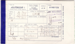 ALITALIA   /   PALERMO-ROMA-TORINO  _ Ticket -  Biglietto Aereo - Carta D´imbarco - Europa