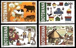 (079) Botswana  1982  Children Drawings / Enfants / Peintures / Kinderzeichnungen ** / Mnh  Michel 291-94 - Botswana (1966-...)