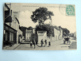 Carte Postale Ancienne : SAINT-NOM LA BRETECHE : La Vieille Rue Et La Grande Rue ,  Tabac 137 ,animé , Attelage - St. Nom La Breteche