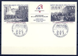 FRANCE - CP : GRENOBLE ET VIZILLE  - BICENTENAIRE DE LA REVOLUTION FRANCAISE - Révolution Française