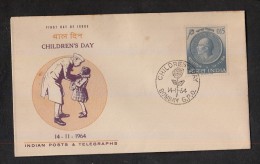 INDIA, 1964, FDC,Childrens Day, Nehru On Coin, Rose Flower, Independence Leader, Children´s Day, Bombay Cancellation - Brieven En Documenten