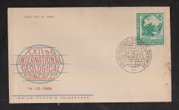 INDIA, 1964, FDC,  Geological Congress., Geology, Globe, Science Study Of Earth History, Climate,   Bombay  Cancellation - Lettres & Documents