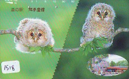 Télécarte Japon Oiseau * HIBOU (1518)  OWL * BIRD Japan Phonecard * TELEFONKARTE * EULE * UIL * - Gufi E Civette