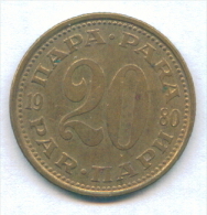 F2662 / - 20 Para - 1980 -  Yugoslavia Yougoslavie Jugoslawien - Coins Munzen Monnaies Monete - Yougoslavie