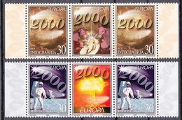 Yugoslavia 2000 Europa CEPT, Millennium, Space, Middle Row, 2 Sets And Labels MNH - 2000