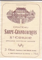 CHATEAU SARPE GRAND JACQUES 1982 / SAINT EMILION - Bordeaux