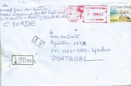 TIMBRES - STAMPS - MARCOPHILIE - LETTRE RECOMMANDÉ PAR AVION POUR PORTUGAL - CAP VERT / CAPE VERDE - - Kaapverdische Eilanden