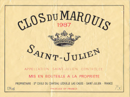 CLOS DU MARQUIS 1987 / SAINT JULIEN - Bordeaux