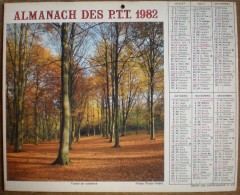 - ALMANACH DES P.T.T. 1982 - EDITEUR JEAN CARTIER-BRESSON N°213 -FUTAIE EN AUTOMNE - PRINTEMPS EN FLEURS - - Big : 1981-90