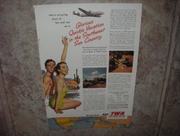 Reclame Uit De Jaren 60 - TWA Trans World Airlines - Aviation - Werbung