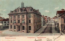 CPA -  ROMANSHORN -  Postgebaude U. Bahnhofstrasse -  Cachet Tochter Institut - Pfr Dieth  - Timbre 1903. - Romanshorn