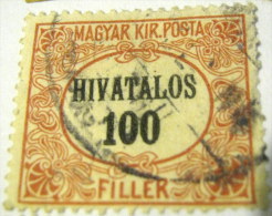 Hungary 1921 Official Service 100f - Used - Oficiales