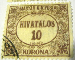 Hungary 1922 Official Service 10k - Used - Oficiales