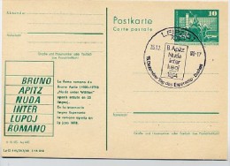 DDR P79-36b-80 C135-b Postkarte PRIVATER ZUDRUCK Esperanto Bruno Apitz Leipzig Sost. 1980 - Cartoline Private - Usati