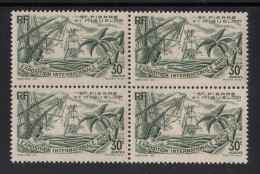 St Pierre Et Miquelon 1937 MNH Sc 166 30c Sailing Ships Paris Int'l Exposition Block - Unused Stamps