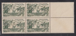 St Pierre Et Miquelon 1937 MNH Sc 166 30c Sailing Ships Paris Int'l Exposition Center Tabs Block - Nuovi