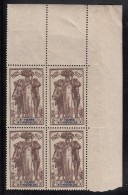 St Pierre Et Miquelon 1937 MNH Sc 168 50c Paris International Exposition UR Corner Block - Nuovi