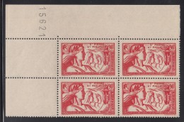 St Pierre Et Miquelon 1937 MNH Sc 169 90c Paris International Exposition UL Corner Block - Ongebruikt