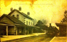 ANDREZIEUX - GARE (LOIRE - 42) - RARE CPA  ÉCRITE ET VOYAGEE - Andrézieux-Bouthéon