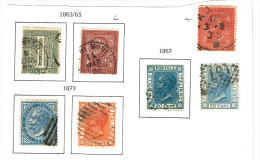 Italia REGNO - 1863-5,1867,1877 Sass. L14-15, T15,L26,T26,27-28 - USATI - Sonstige & Ohne Zuordnung