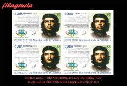 PIEZAS. CUBA MINT. 2010-38 DÍA MUNDIAL DE LA ESTADÍSTICA. SERIE SIN DENTAR. BLOQUE DE CUATRO - Ongetande, Proeven & Plaatfouten