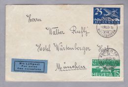 Schweiz Flugpost 1935-08-01 Zürich 18 Brief Mit 25Rp + 15Rp Nach München - Altri & Non Classificati