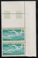 St Pierre Et Miquelon 1976 MNH Sc 49 Margin Pair 2.50fr Woman Swimmer, Maple Leaf - 1976 Summer Olympics - Nuovi