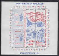 St Pierre Et Miquelon 1989 MNH Sc 517 Sheet Of 4 Plus 2 Labels - French Revolution Bicentenary - Unused Stamps