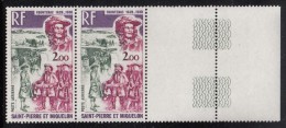 St Pierre Et Miquelon 1973 MNH Sc C52 Margin Pair 2fr Frontenac - Explorers - Nuovi