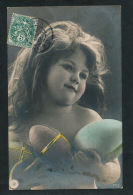 ENFANTS - LITTLE GIRL - MAEDCHEN -  Jolie Carte Fantaisie Portrait Fillette Avec Oeufs De Pâques - Portraits